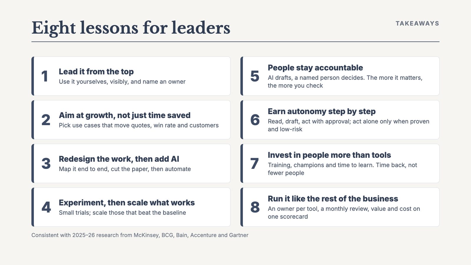 Eight lessons for leaders